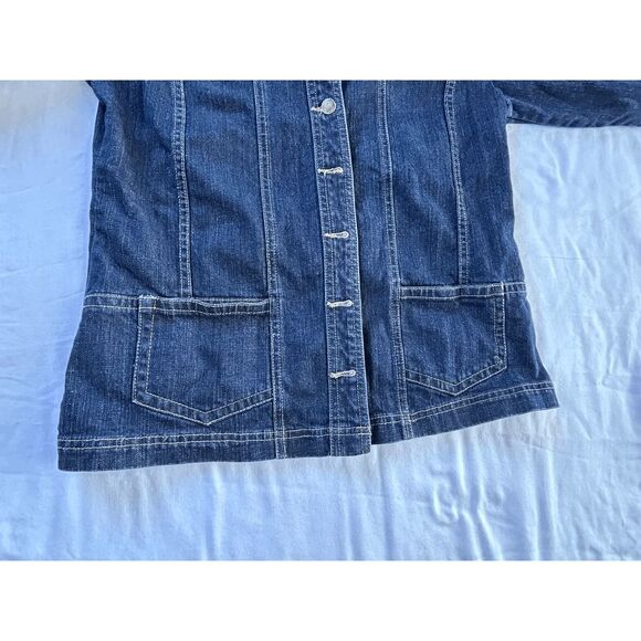 Christopher & Banks Stretch Jean Jacket Size M, Corduroy Collar, Button Down - Picture 4 of 10